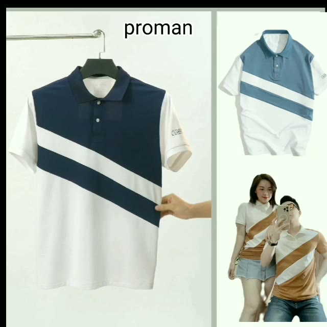 Áo Polo nam ngắn tay chất cotton cá sấu kẻ ngang, áo thun có cổ phối màu co dãn phong cách Hàn Quốc AT07 - PROMAN | BigBuy360 - bigbuy360.vn