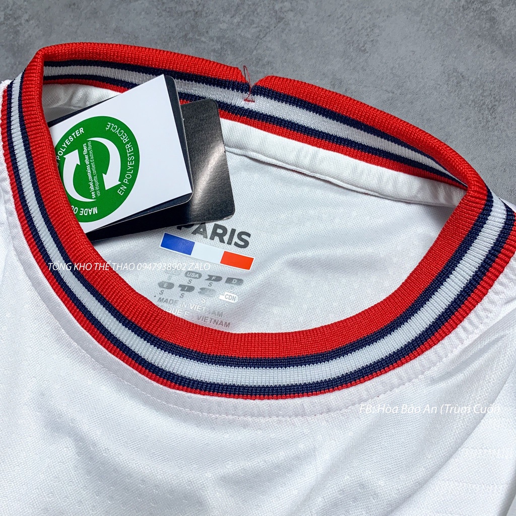 Set Bộ Quần ÁO Bóng Đá PSG 2023/24 Áo Trắng Quần Than- Áo Paris Saint-Germain
