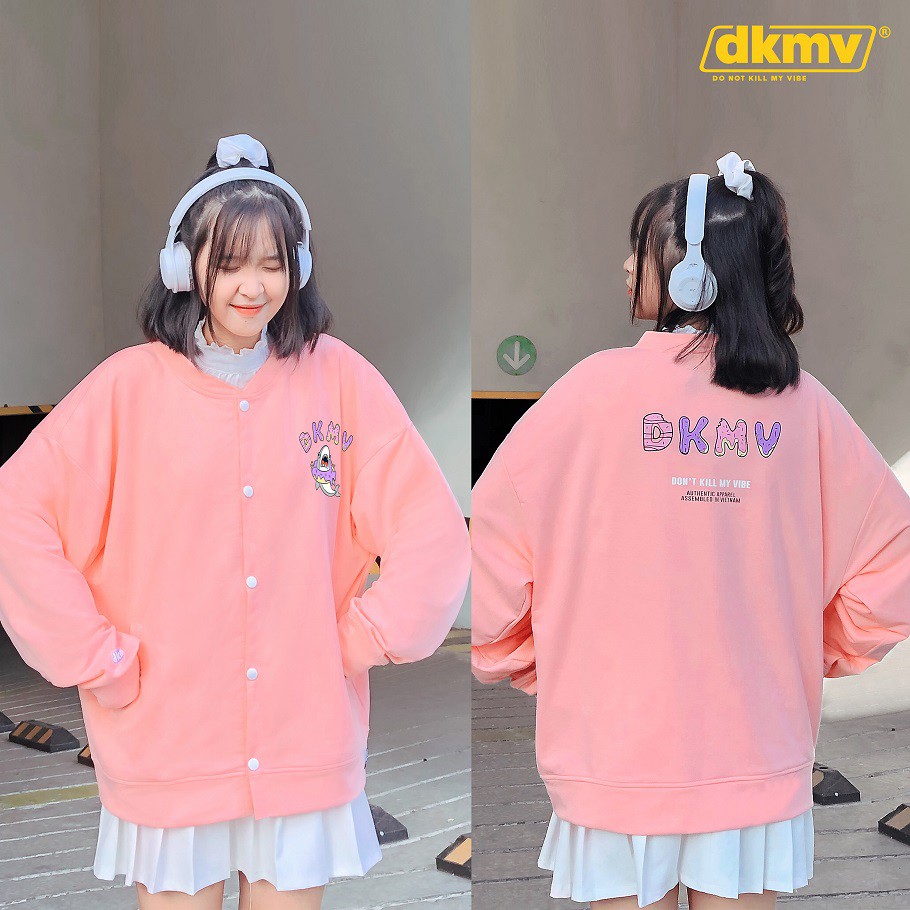 DKMV Áo khoác vải da cá Cardigan Donut MÀU HỒNG tặng kèm Tote
