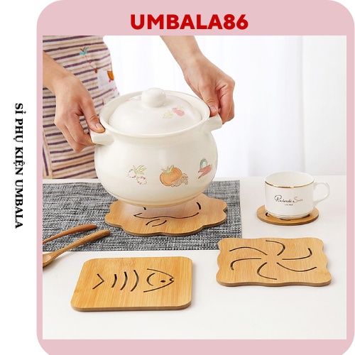 Đế Lót Nồi Gỗ, Lót Cốc Gỗ Cách Nhiệt - Tấm Lót Nồi Xoong, Chén Bát, Ly Cốc... [ SHOP UMBALA ]