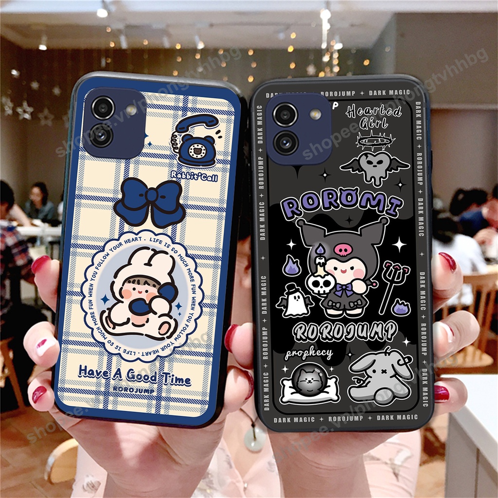 Ốp lưng Samsung A03 / A03 Core in mẫu gấu bo viền , smile mặt cười cực cute đẹp