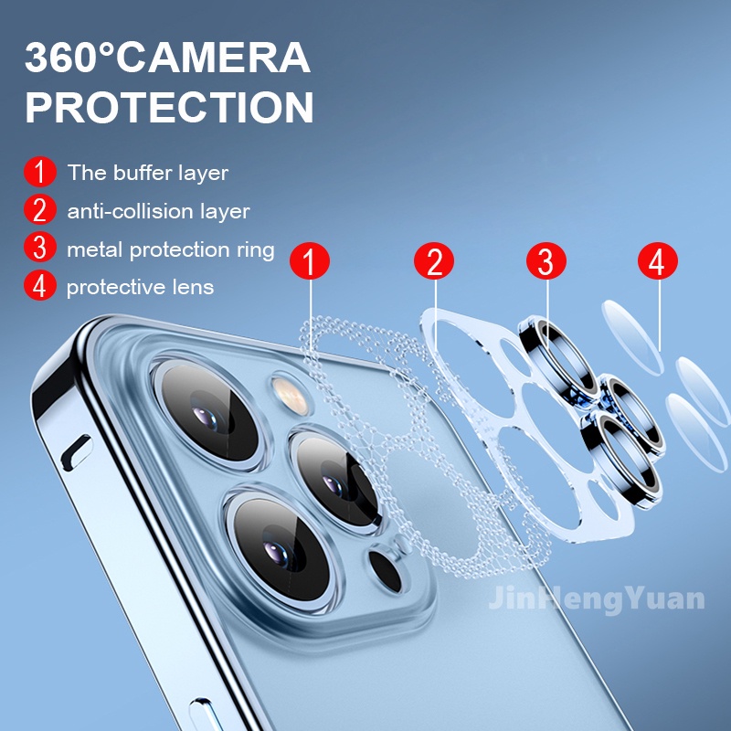 Vỏ khung kim loại sang trọng Tương thích iPhone 11 12 13 Pro Max Vòng thủy tinh mờ Vỏ khóa kim loại mờ