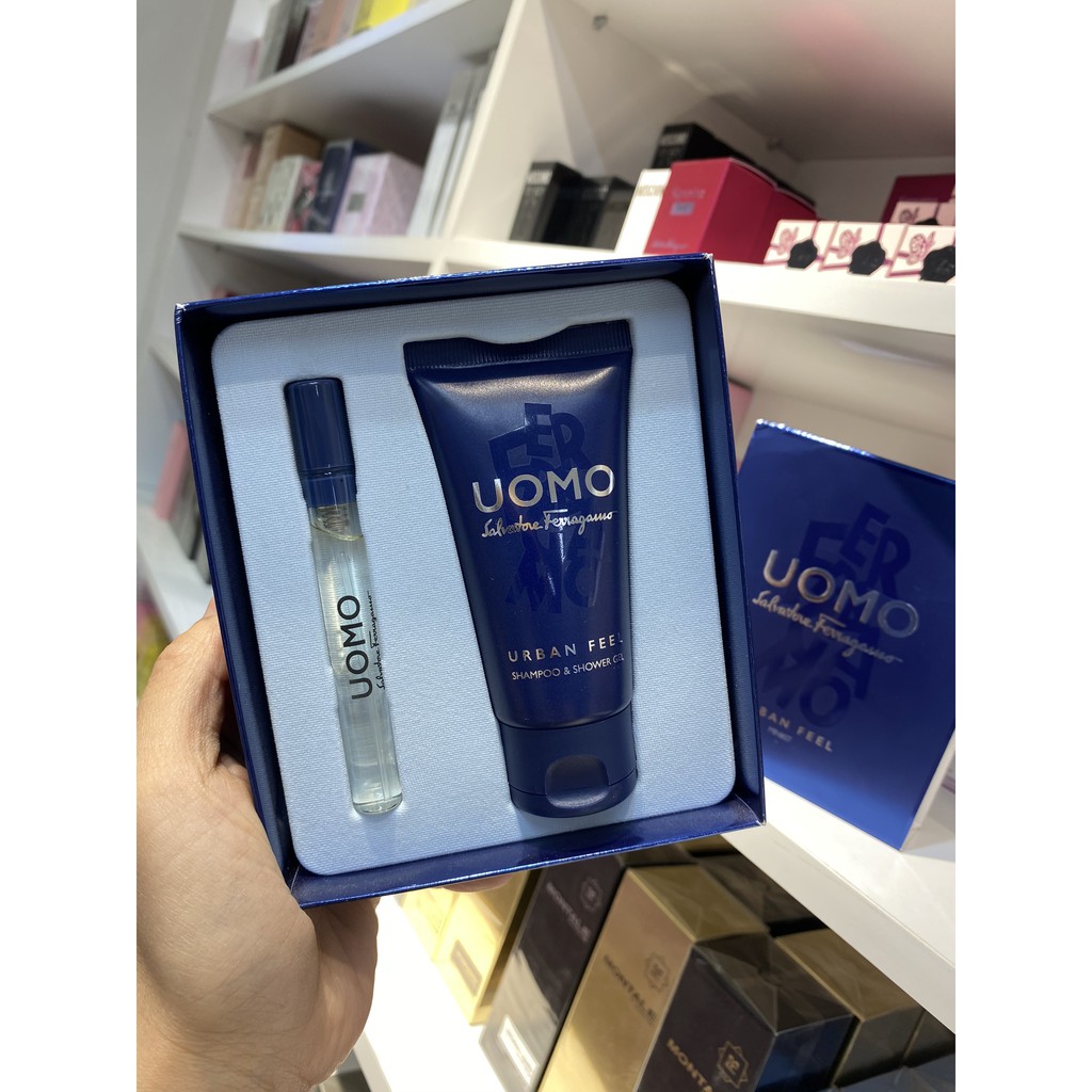 Set nước hoa Mini Salvatore Ferragamo Uomo Urban Feel 5ml + shampoo & shower gel 50ml