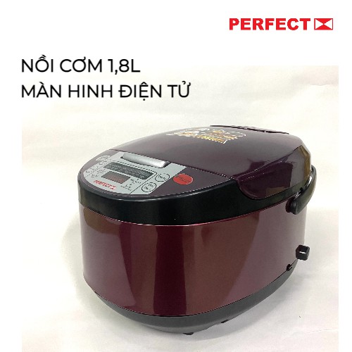 [Mã ELHADEV giảm 4% đơn 300K] Nồi cơm điện tử Perfect 900W PF-C208 màu đỏ đô