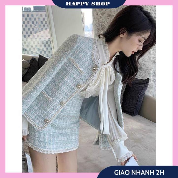 Set Chân Váy Dạ, Áo Khoác Nữ Tay Dài Phối Viền Đính Nút Trang Trí Kèm Chân Váy Ngắn Chữ A Chất Dạ Dày Dặn, Hàng Thiết Kế | BigBuy360 - bigbuy360.vn