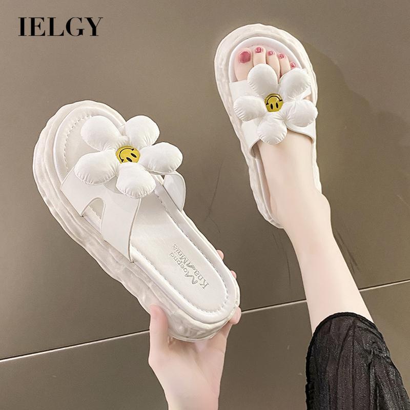 Dép IELGY quai ngang đế dày đính hoa hướng dương thời trang dành cho nữ