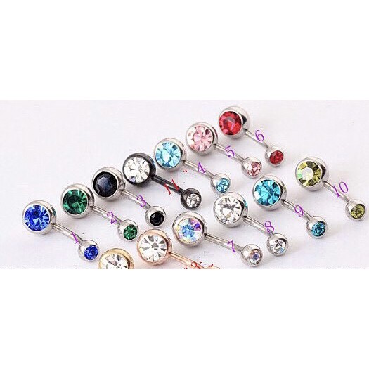 BELLY RING khuyên titan rốn kim nhiều màu không gỉ không đen không dị ứng