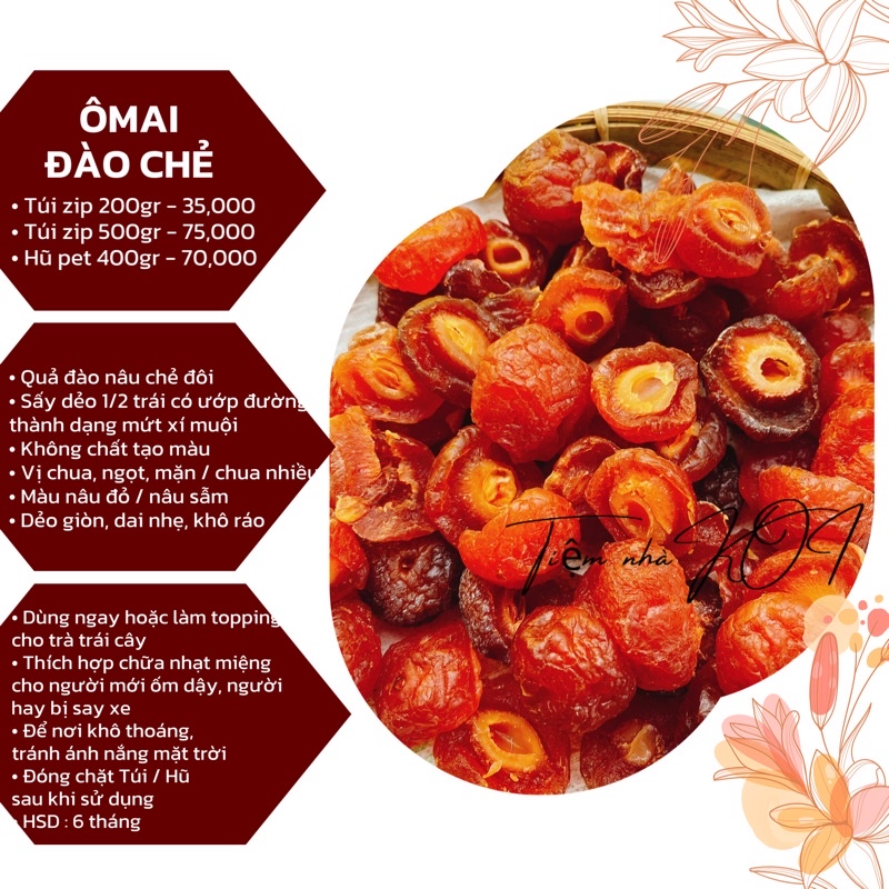 Ô mai Đào chẻ / 200gr / 400gr / 500gr - Đặc sản Đà Lạt