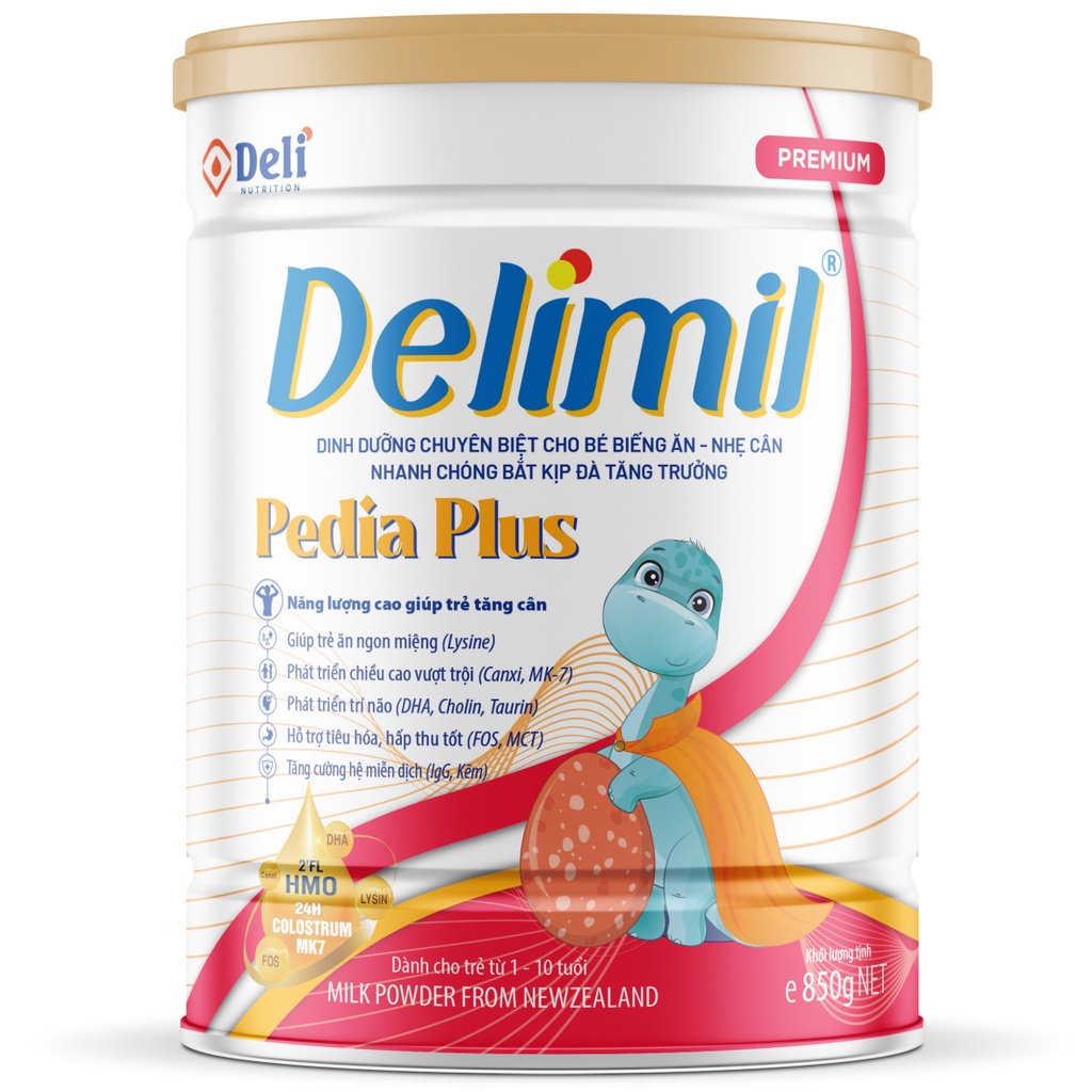 Sữa bột Delimil Pedia Plus 850g cho trẻ biếng ăn, nhẹ cân