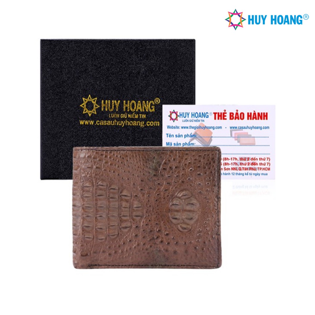 Ví nam da cá sấu nguyên con nhỏ màu nâu đất LS2247