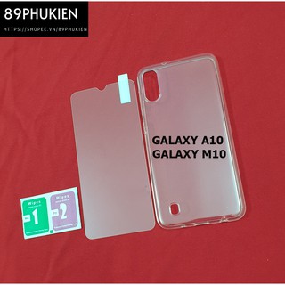 Combo dán cường lực ốp dẻo trong suốt Samsung Galaxy A10 Galaxy M10