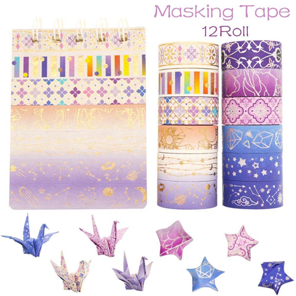 PISTA Set 12 Cuộn Băng Dính Hình Bầu Trời Sao Trang Trí Scrapbook