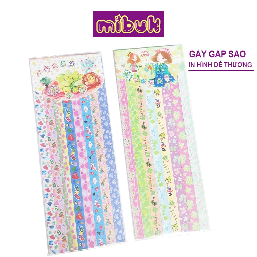 Giấy gấp sao in hình dễ thương 1 xấp 8 dãy hình 112 tờ