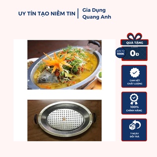 Khay Hấp Cá Chép Om Dưa Inox Chắc Chắn 2 Tay Nắm Được Bọc Nhựa Chịu Nhiệ