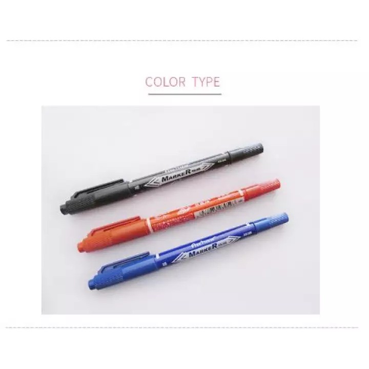 Bút viết kính - Bút dạ dầu 2 đầu ngòi to nhỏ, viết không xoá, màu đỏ