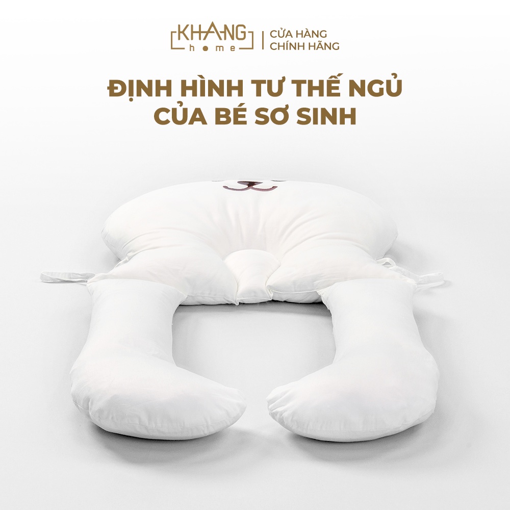 Gối Chặn Chữ U Kết Hợp Định Hình Đầu Cho Trẻ Sơ Sinh Khang Home - 100% Cotton, Êm Ái Cho Bé Ngủ An Toàn