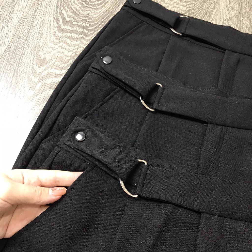 Quần baggy nữ Blue Chic cạp cao khuyên chữ D chất vải Vitex đồ công sở cao cấp form dáng chuẩn