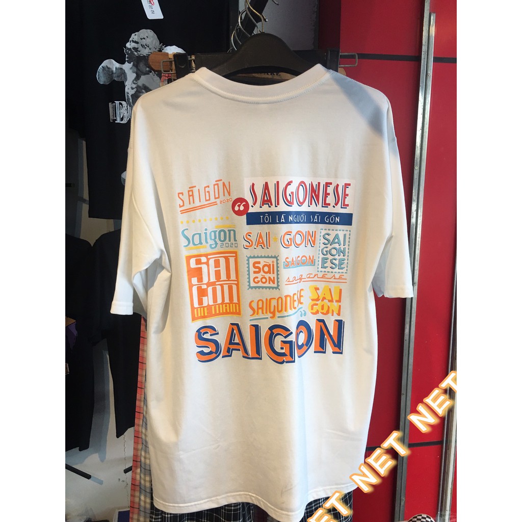 Áo Thun Tay Lỡ SAIGON màu ĐEN/TRẮNG /Nam nữ unisex - vải COTTON