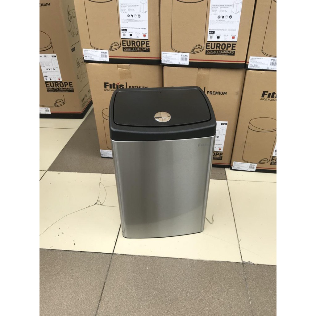 Thùng rác Fitis loại nhấn 15L Inox.