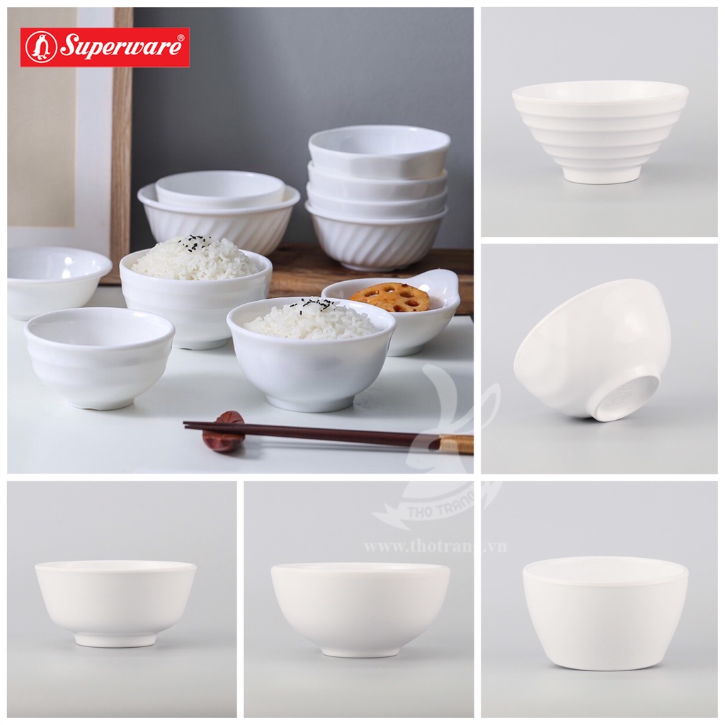 Chén cơm trắng Melamine Srithai Superware Thái Lan cao cấp