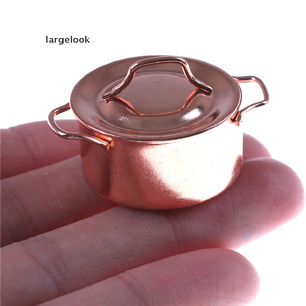Nồi Nấu Ăn Có Nắp Bằng Đồng Tỉ Lệ 1 / 12 Trang Trí Nhà Búp Bê ♨Nóng Bỏng