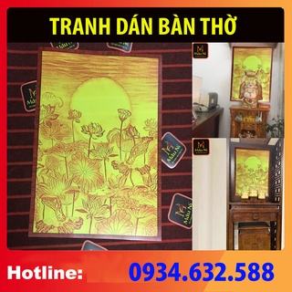 TRANH TRÚC CHỈ IN MÂU NI- Sen/Cây bồ đề - dán vách thờ, bàn thờ, tượng thờ [ TRANH thờ Phật  ]