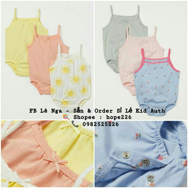 Set 3 body hai dây HM UK sz từ 4-6m đến 1.5-2y