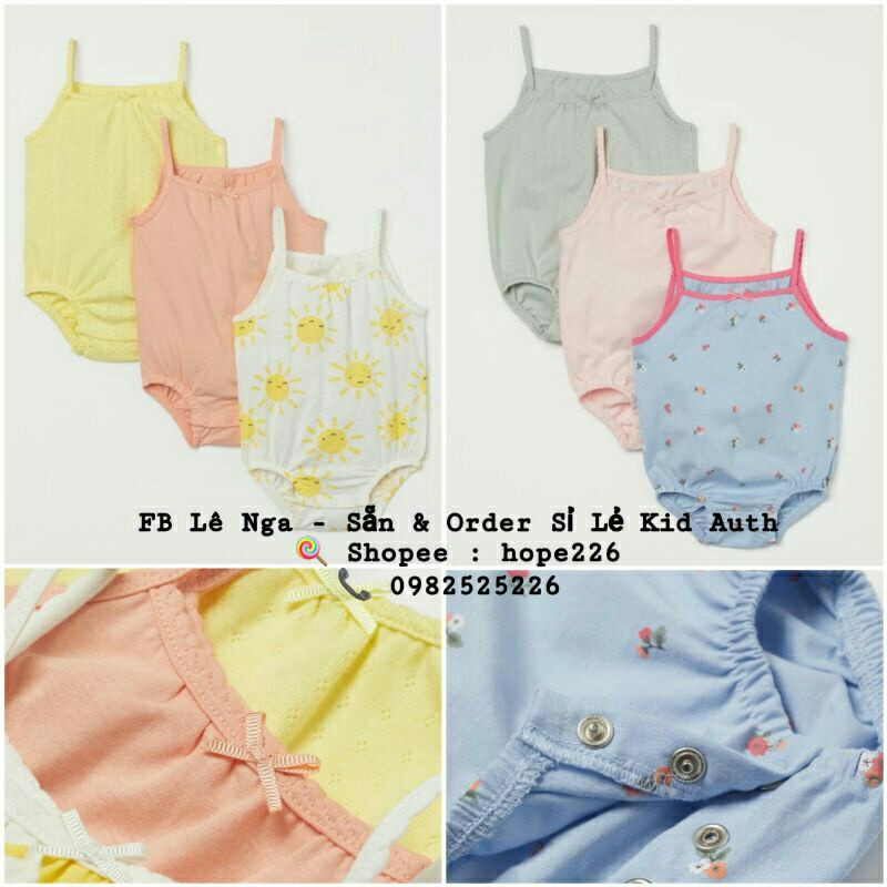 Set 3 body hai dây HM UK sz từ 4-6m đến 1.5-2y