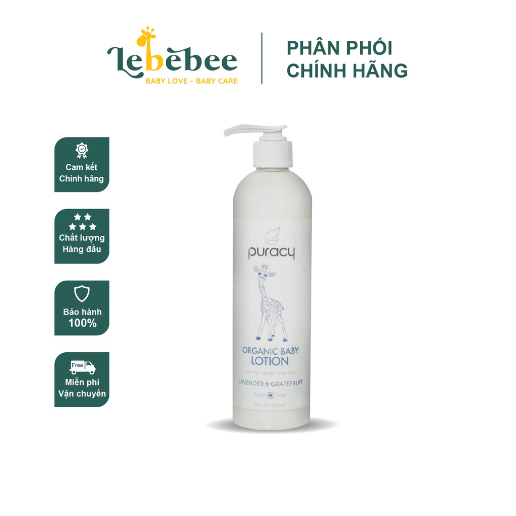 Kem dưỡng da organic cho bé từ sơ sinh Puracy Organic Baby Lotion 355ml