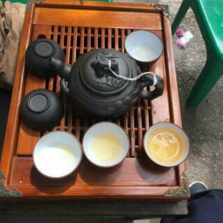Khay trà nâu gỗ cao cấp