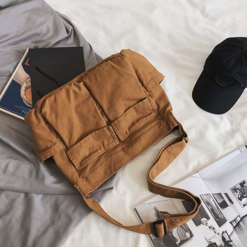 Túi Xách Canvas Đeo Vai Kiểu Dáng Đơn Giản Thời Trang Dành Cho Nữ