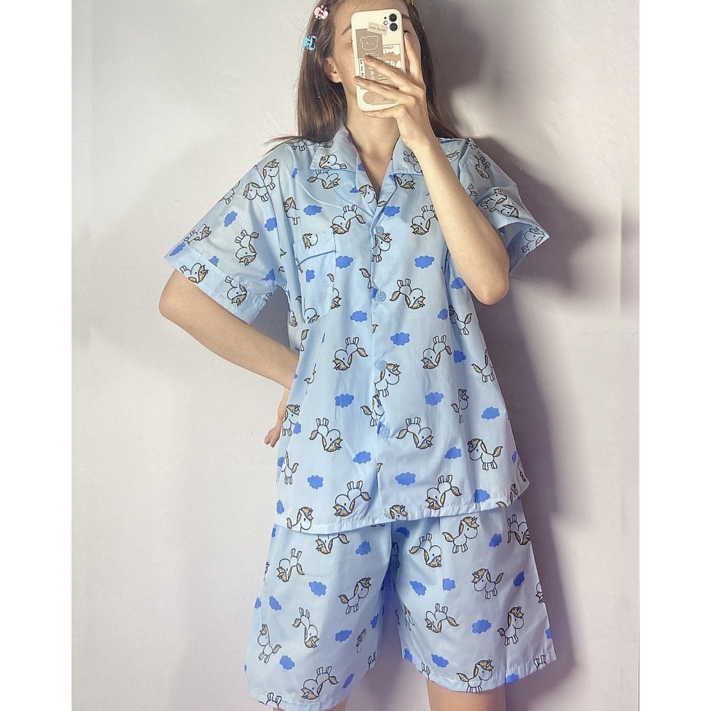Đồ Bộ Pijama in hoạ tiết kỳ lân nhí nhảnh form to