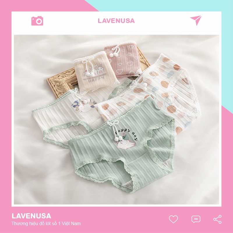 Quần lót cotton nữ mềm mịn thoáng khí hình thú dễ thương LAVENUSA QL92
