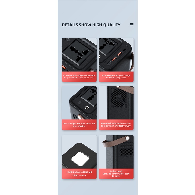 Trạm sạc dự phòng 200W YOOBAO 52800mAh tích hợp đèn pin siêu sáng phù hợp sử dụng dã ngoại, cắm trại,...