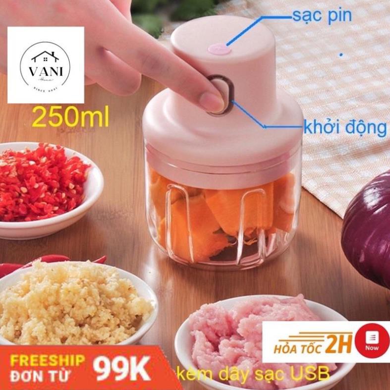 Máy xay tỏi ớt bằng điện cầm tay mini tiện dụng - Máy xay đa năng 250ml