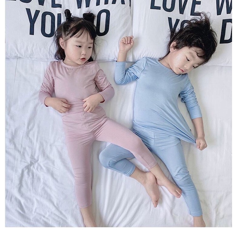 Bộ dài tay mặc nhà chất liệu cotton lụa siêu mềm cho bé