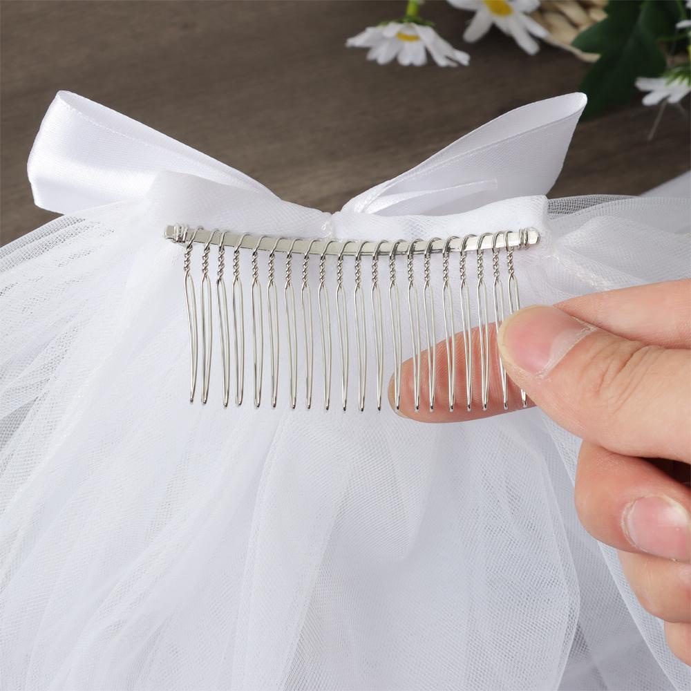 Mạng Che Mặt Cô Dâu Hai Lớp Màu Trắng Ngà Kèm Lược