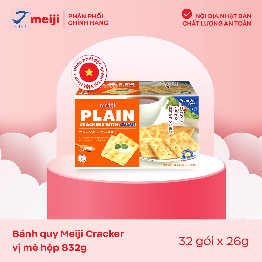 Bánh quy Meiji Cracker vị mè hộp 832g - 32 gói x 26g