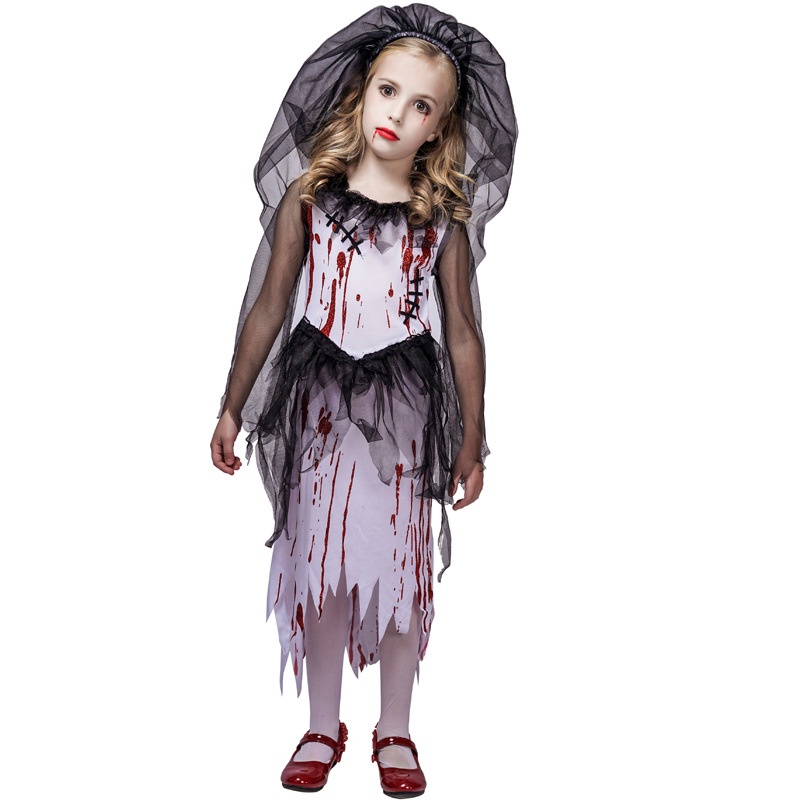 2022 Ghost Bloody Bride Halloween Costume Cosplay Outfit Role Play Party Prop kid girl gift