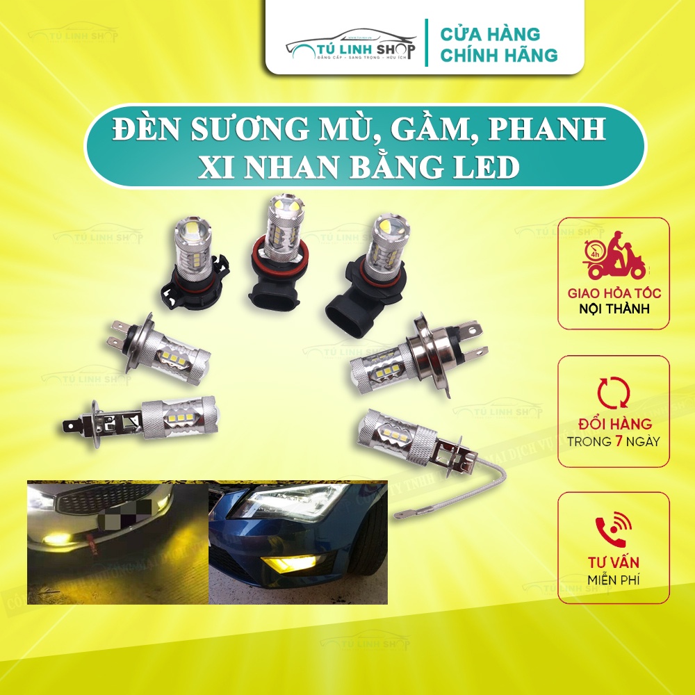 Đèn chân H1, H3, H8, H11, 9005, 9006 gắn đèn sương mù, đèn hậu cho ô tô xe máy bằng LED 80W chip 2835