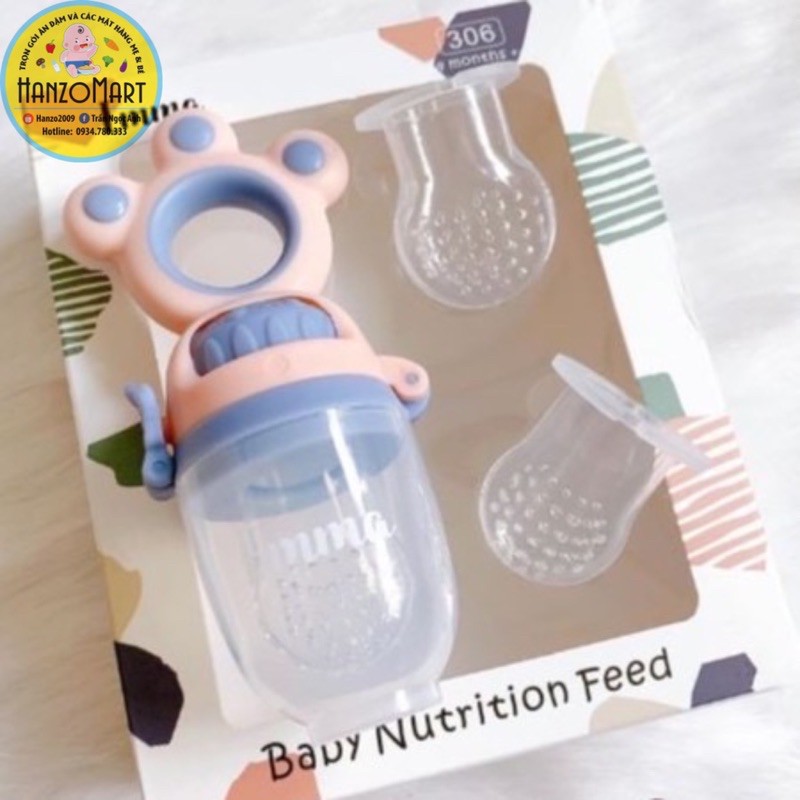 Túi nhai ăn dặm 3 núm silicon cao cấp chống hóc Emma Kids / MISUTA (kèm núm nhai)