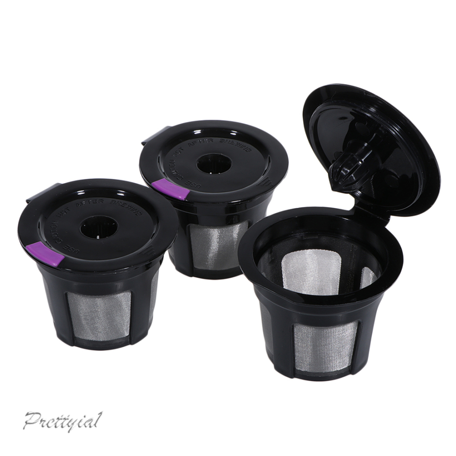 [PRETTYIA1]3pcs Reusable K Cups Coffee Filters Pod Capsules For Keurig 2.0 1.0 BPA FREE