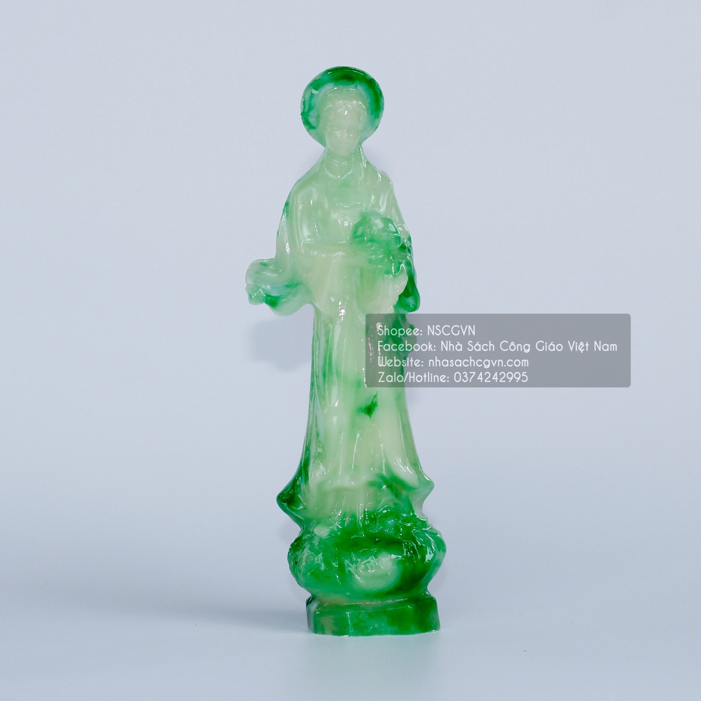 Tượng màu cẩm thạch Đức Mẹ La Vang - Mẹ Maria 13cm để xe ô tô, để bàn N36-2 Quà tặng Công Giáo