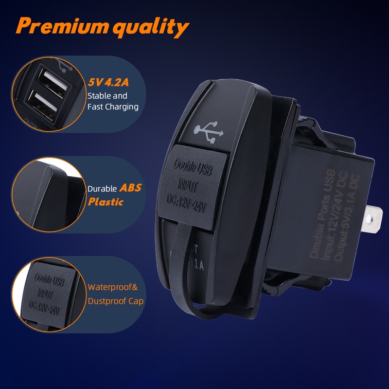 Tẩu Sạc Điện Thoại Hai Cổng USB 12V-24V 5V 3.1A Có Đèn LED Báo Hiệu Cho Xe Hơi