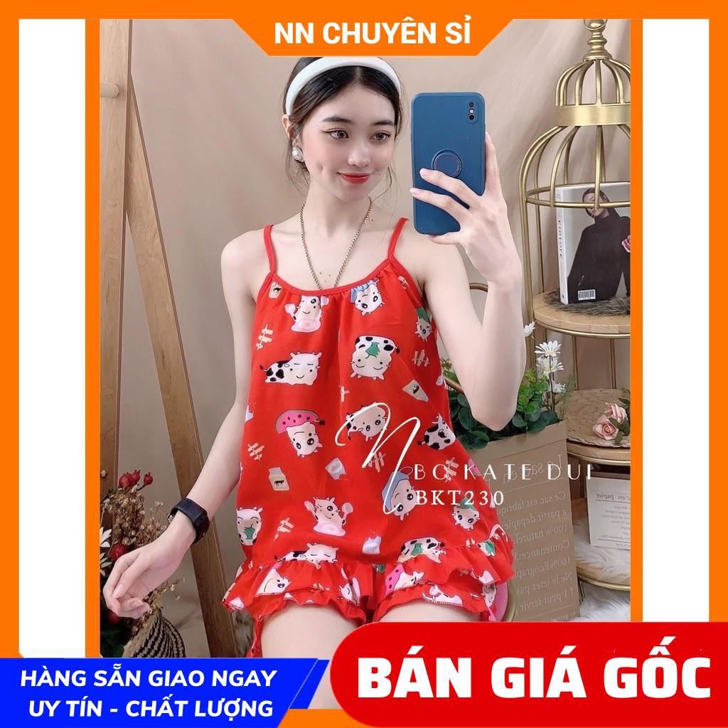 Đồ bộ kate đùi in hình BKT ⚡Ảnh thật⚡ Bộ đùi 2 dây ⚡ Đồ bộ mặc nhà kate đùi tổng hợp