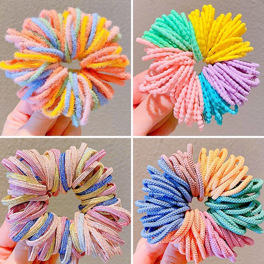 Haimeikang Set 100 dây buộc tóc màu sắc thời trang dành cho nữ