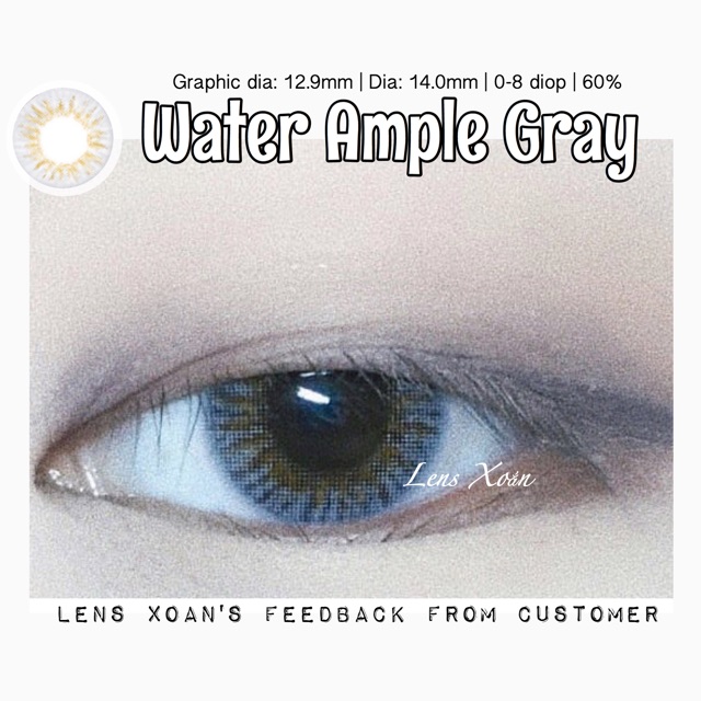 Áp tròng WATER AMPLE GRAY- LENS ME ( LENS XOẮN): XÁM TÂY FIT MẮT