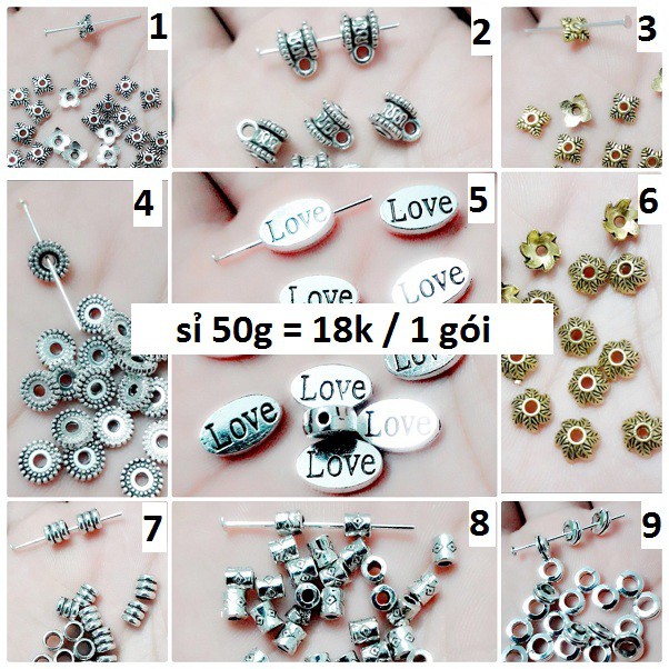 Sỉ Charm bạc cổ : 50g / 1 gói = 18k - 23k [ Sỉ Charm TpHCM ]
