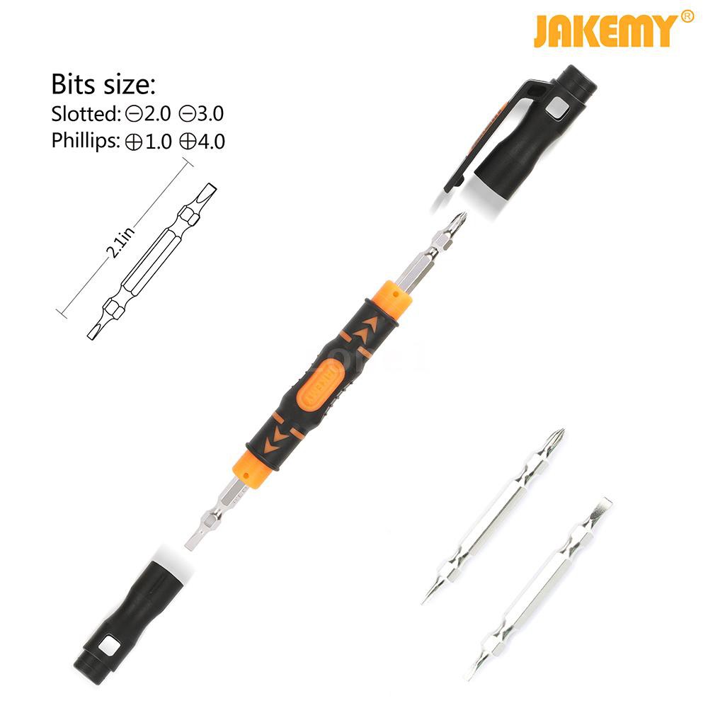 zone1 JAKEMY 3 in 1 Portable Double-head Bits Screwdriver Pen with Magnetic Two Way Slotted and Phillips Bits Screw-driv