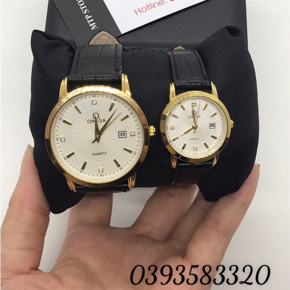 (Thẻ bảo hành 12 tháng) Đồng hồ Omega Nam nữ dây da đính đá tính tế | BigBuy360 - bigbuy360.vn